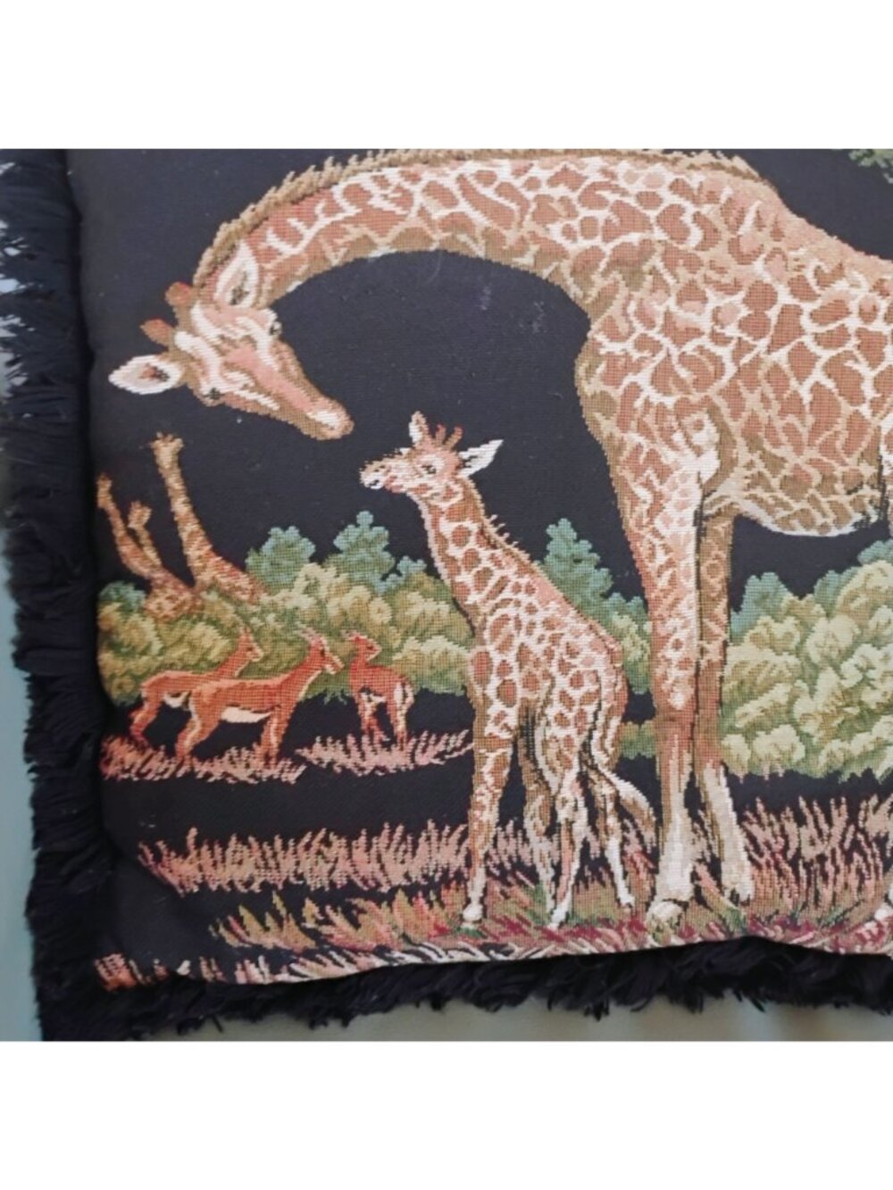 Safari Animal Accent Pillows Giraffe Monkey Black Tapestry 16" Ashford Court - Picture 6 of 9